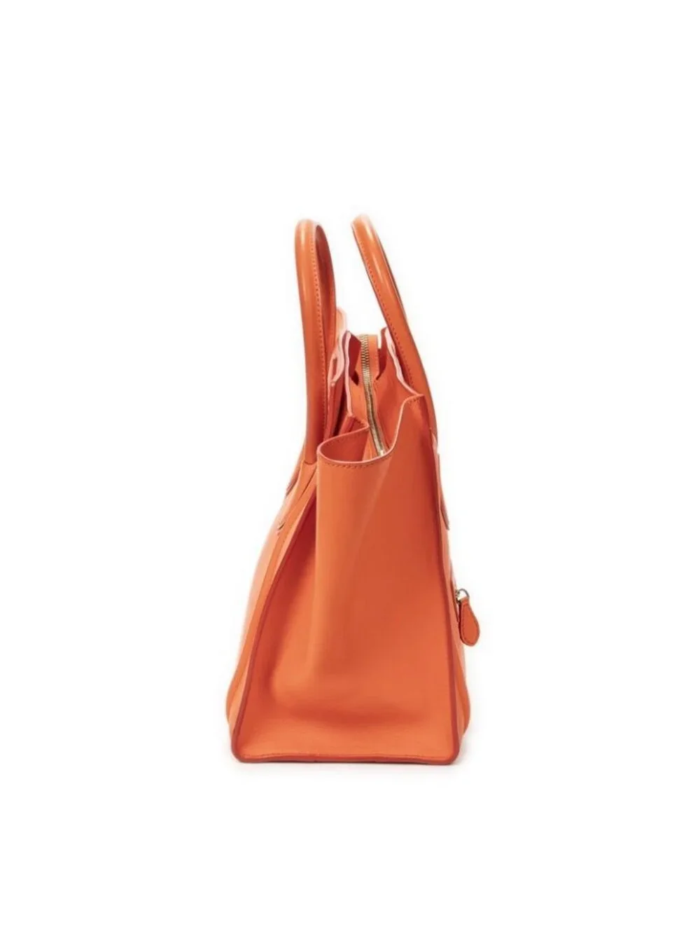 Celine Mini Luggage Orange Calfskin Leather Shoulder Bag - Picture 4 of 10